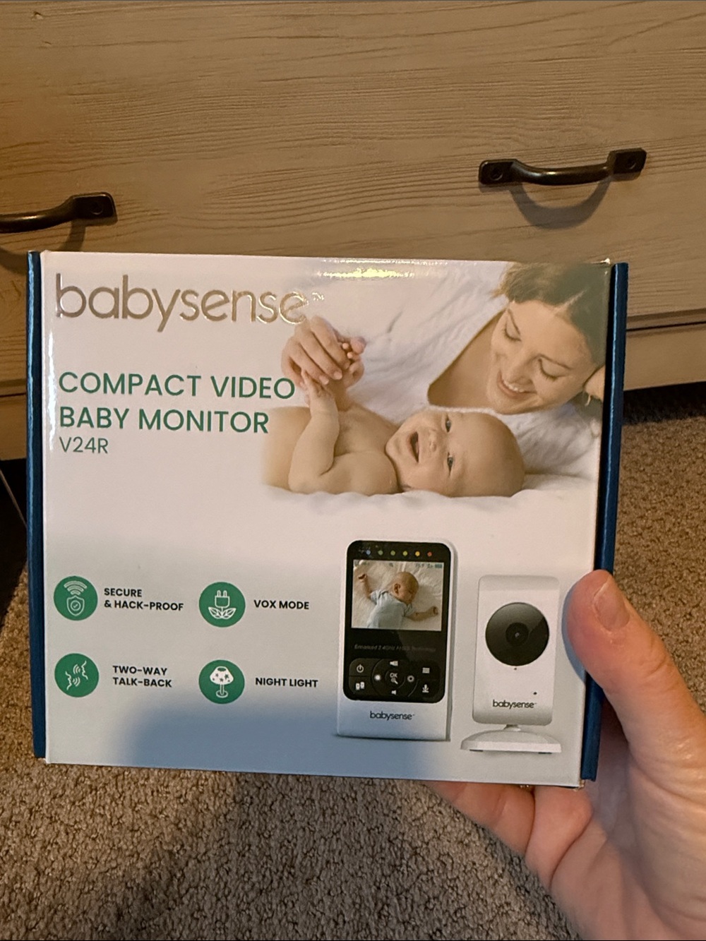 babysense Compact Video Baby Monitor V24R - White/Teal Packaging